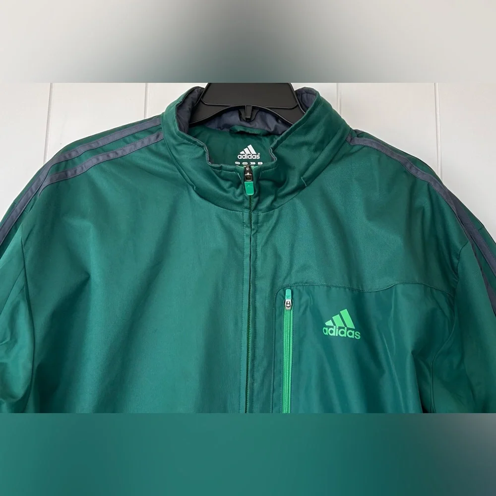 Adidas Brand Men’s Full Zip Hooded‎ Windbreaker Green/Gray Size 2XL
